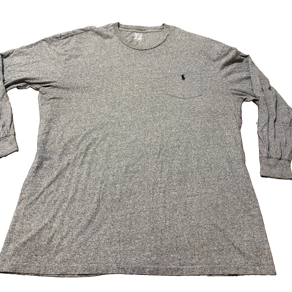 Polo Ralph Lauren Mens Grey Black Pony Long Sleeve Heather Pocket Soft XLT